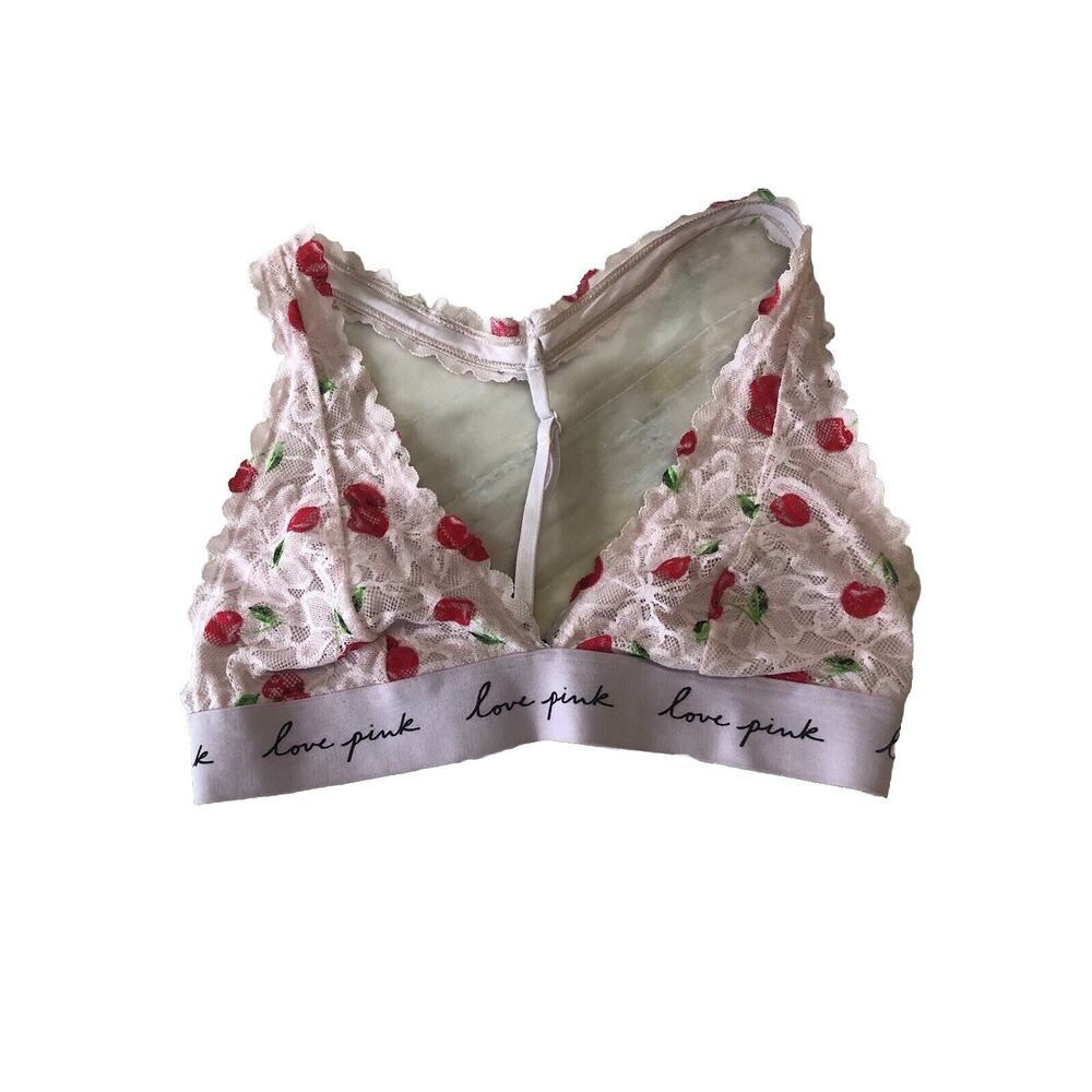 Victoria's Secret Pink Print Cherries Bralette Halter Size S Small Valentines